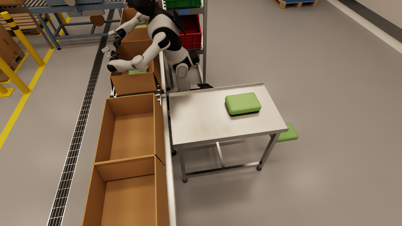 The same view after a bag was pushed off the table. The bag is on the floor next to the table.