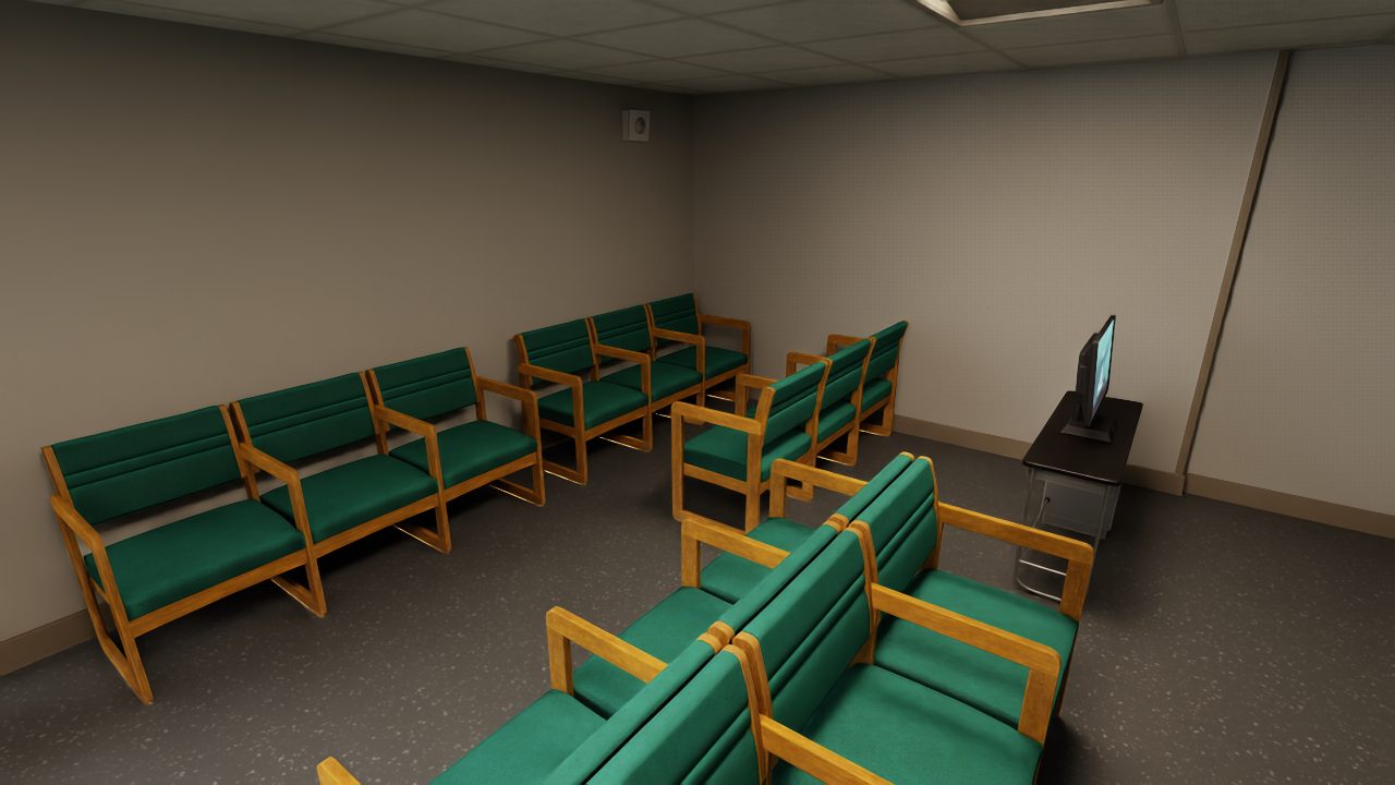 A&E walk-in waiting. The walk-in reception is off the main lobby.
