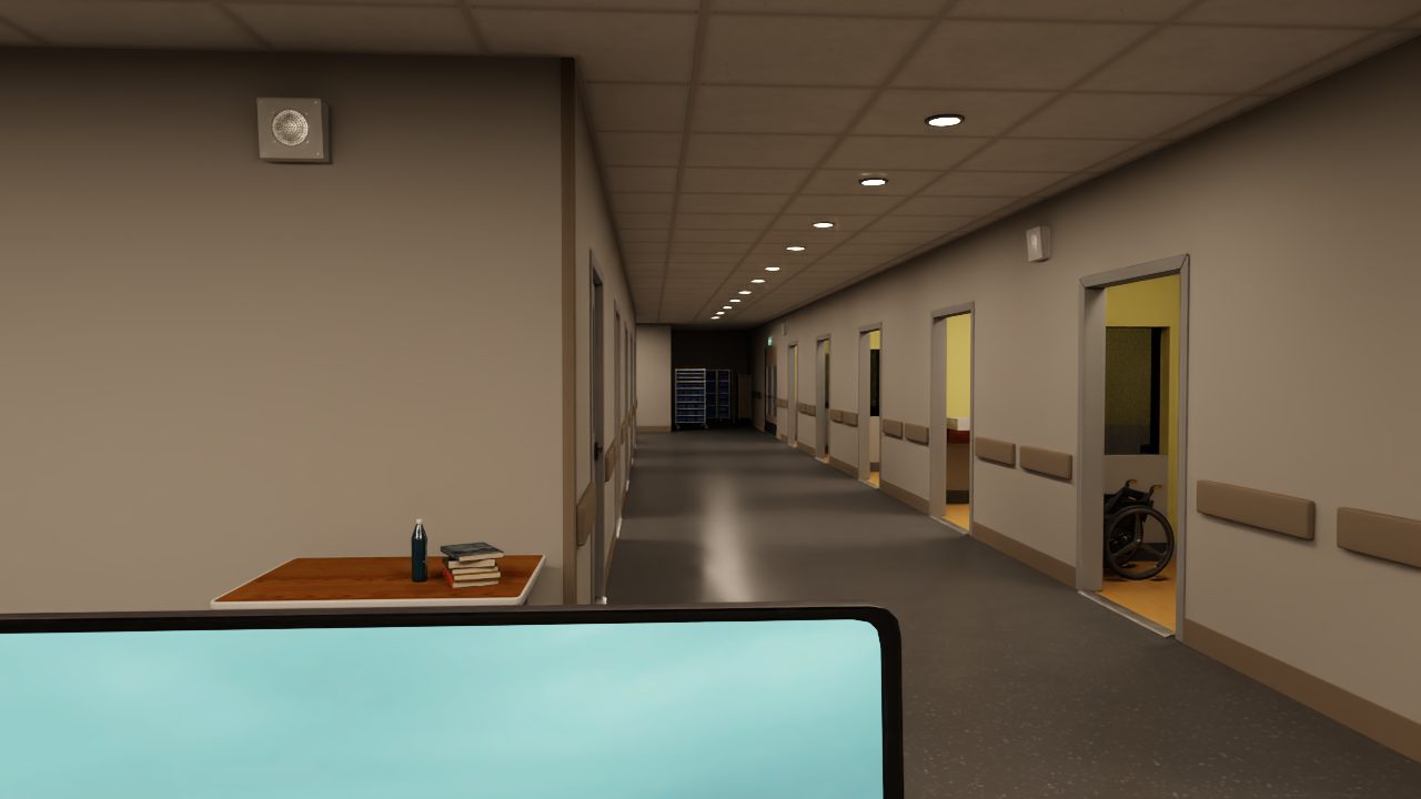 Ward corridor. The view from the nurse base at the ward entrance.