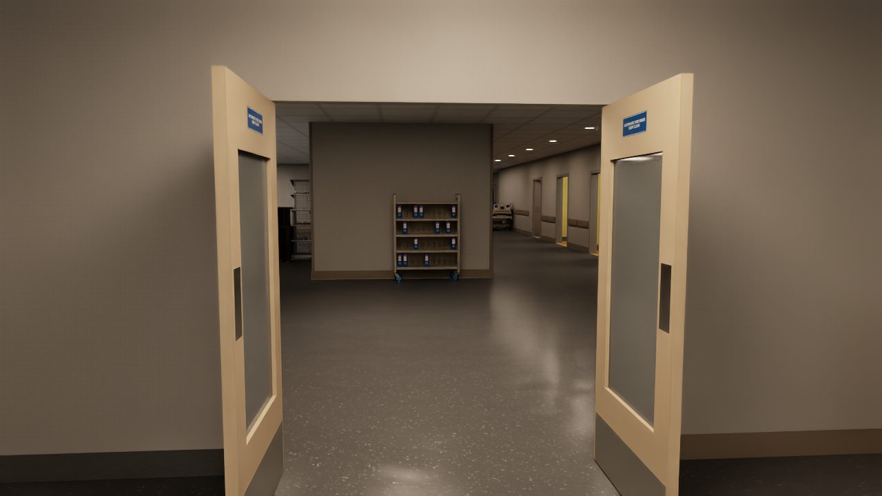 Compartment fire doors. Magnets hold the doors open. The fire alarm releases them.