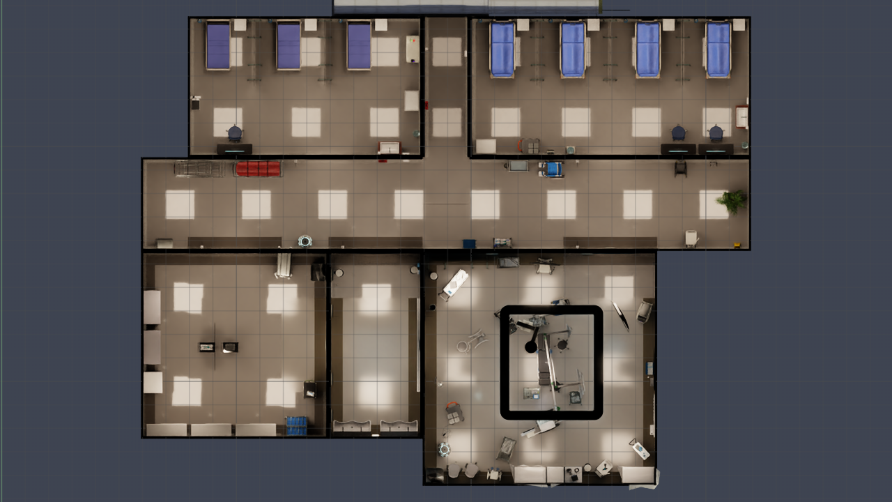 Plan of the surgical wing, seen from above
